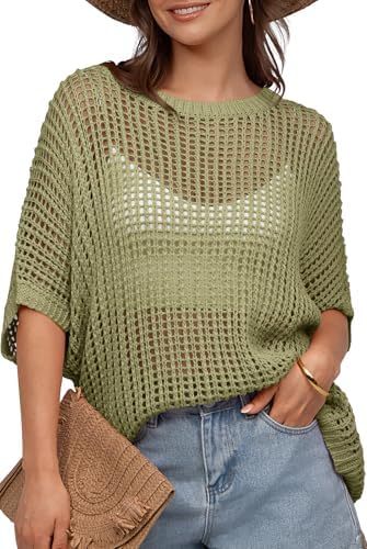 Crochet Mesh Beach Cover-Up — Olive Green