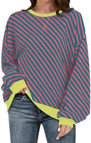 Diagonal Stripe Sweatshirt — Pink Green Stripe
