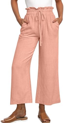 Linen Wide Leg Palazzo Trousers — Light Bean Paste