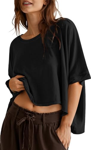 Oversized Boxy Crop T-Shirt — Black