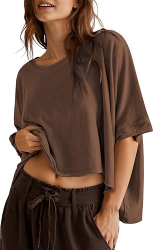 Oversized Boxy Crop T-Shirt — Brown