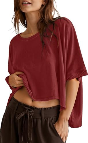 Oversized Boxy Crop T-Shirt — Wine