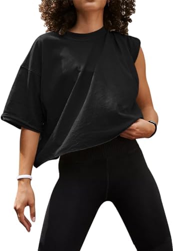 Oversized Boxy Crop Top with Roll Hem — Black