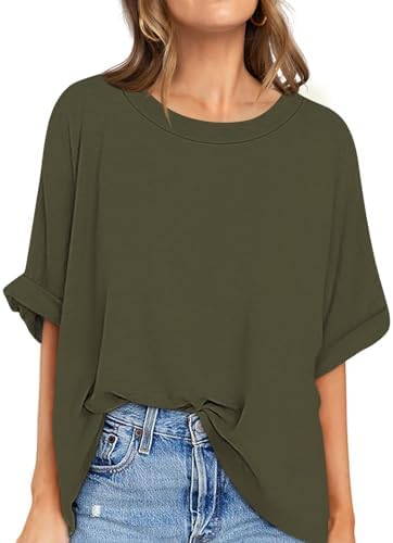 Oversized Crewneck Tunic Tee — Army Green