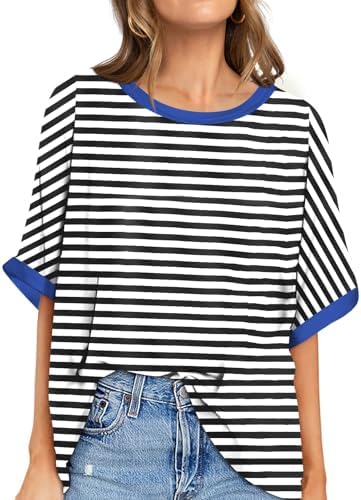 Oversized Crewneck Tunic Tee — Black Striped