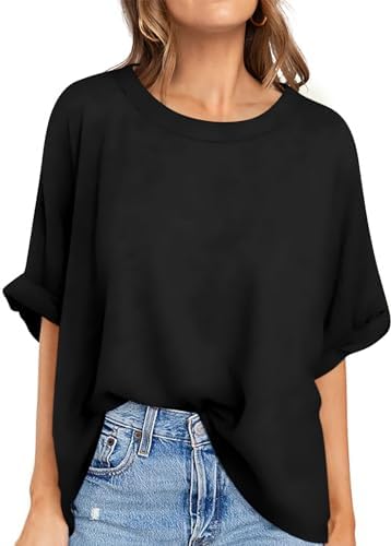 Oversized Crewneck Tunic Tee — Black