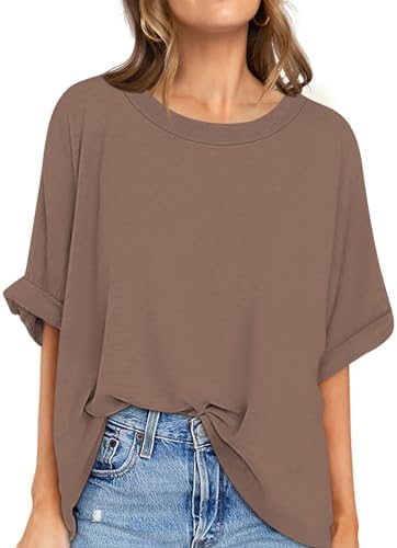 Oversized Crewneck Tunic Tee — Coffee