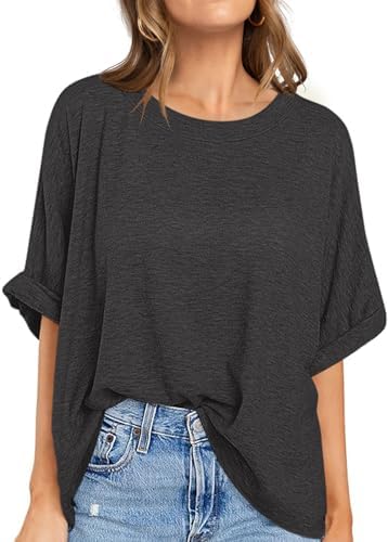 Oversized Crewneck Tunic Tee — Heather Black