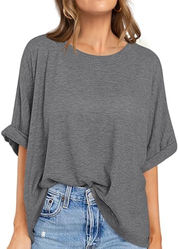 Oversized Crewneck Tunic Tee — Heather Gray