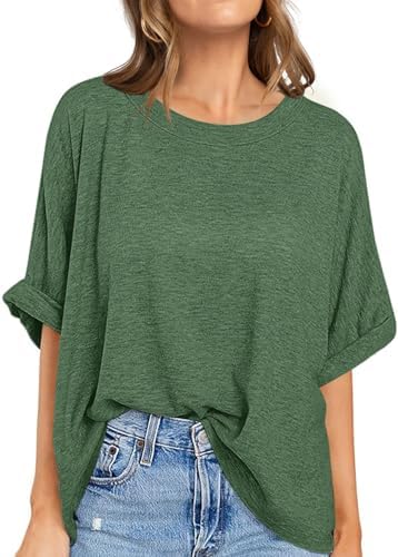 Oversized Crewneck Tunic Tee — Heather Green