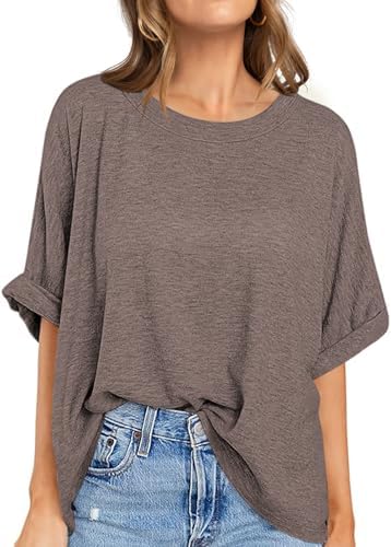 Oversized Crewneck Tunic Tee — Heather Light Coffee