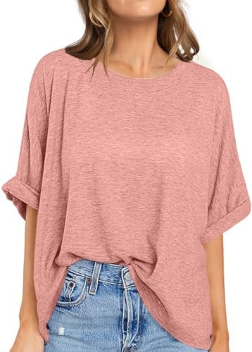 Oversized Crewneck Tunic Tee — Heather Pink