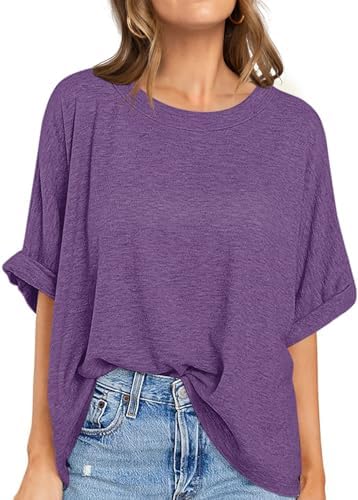 Oversized Crewneck Tunic Tee — Heather Purple