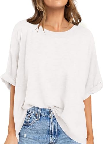 Oversized Crewneck Tunic Tee — Milky White