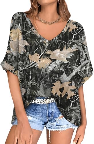 Oversized V Neck Tunic Tee — Mapleleaf Black