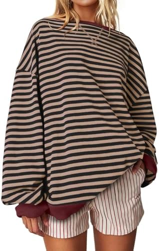 Striped Crewneck Sweatshirt — Black Coffee Stripe