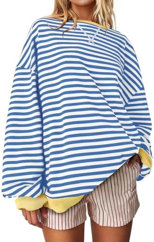 Striped Crewneck Sweatshirt — Blue Stripe