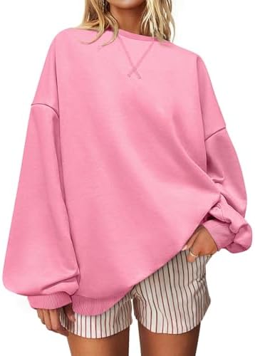 Striped Crewneck Sweatshirt — Bright Pink
