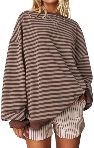 Striped Crewneck Sweatshirt — Brown Coffee Stripe
