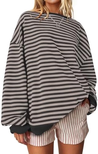 Striped Crewneck Sweatshirt — Gray Stripe