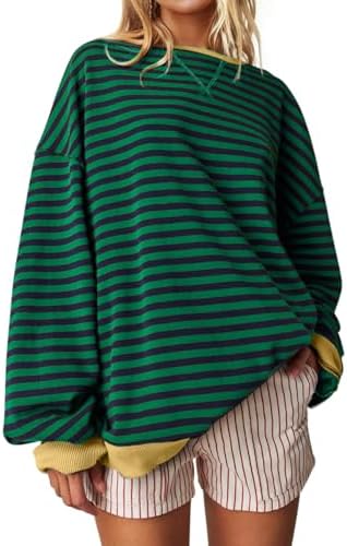Striped Crewneck Sweatshirt — Greennavy Striped