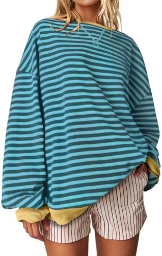 Striped Crewneck Sweatshirt — Lakeblue Striped