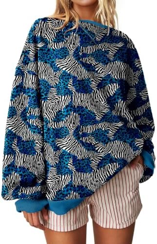 Striped Crewneck Sweatshirt — Leopard Zebra