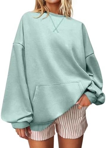 Striped Crewneck Sweatshirt — Light Gray Blue