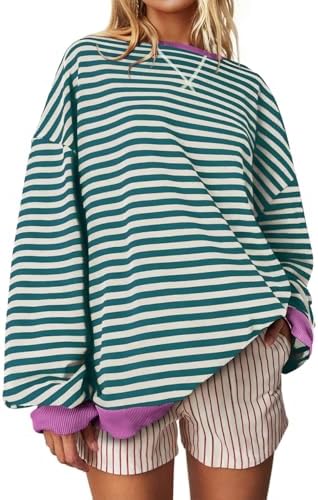 Striped Crewneck Sweatshirt — Malachite Green Stripe