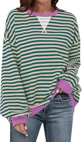 Striped Crewneck Sweatshirt — Malachite Green Striped