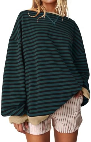 Striped Crewneck Sweatshirt — Malachitegreenblackstriped