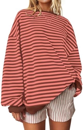 Striped Crewneck Sweatshirt — Orange Coffee Stripe