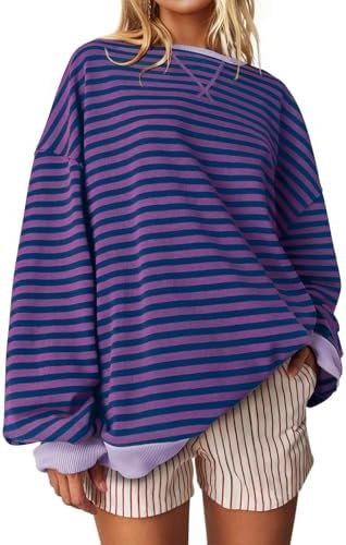 Striped Crewneck Sweatshirt — Purple Stripe