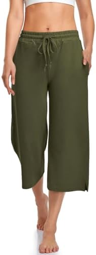 Summer Capri Yoga Pants with Drawstring — Army Green
