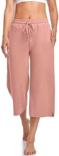Summer Capri Yoga Pants with Drawstring — Pink