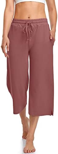 Summer Capri Yoga Pants with Drawstring — Rust Red