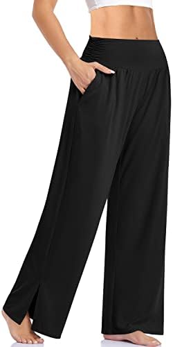 Wide Leg Flowy Yoga Pants — Black