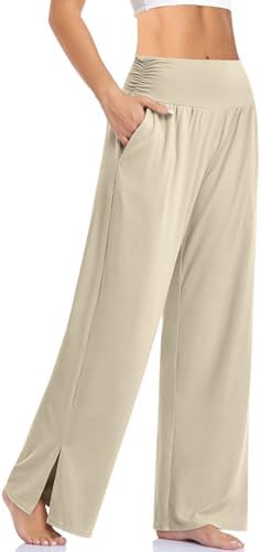 Wide Leg Flowy Yoga Pants — Cream