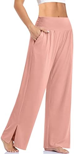 Wide Leg Flowy Yoga Pants — Dusty Pink