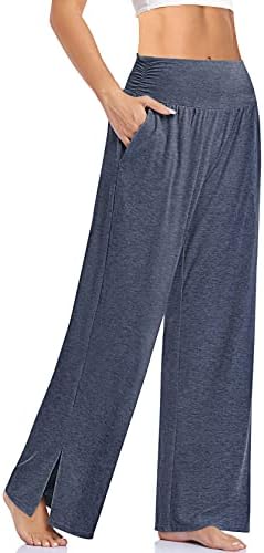 Wide Leg Flowy Yoga Pants — Heather Navy