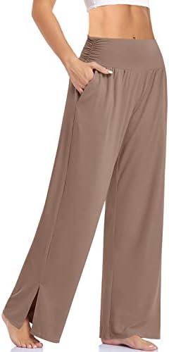 Wide Leg Flowy Yoga Pants — Light Coffee