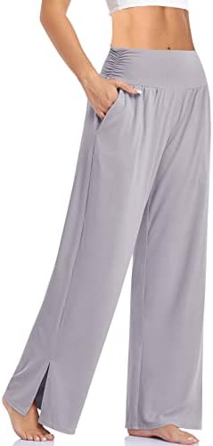 Wide Leg Flowy Yoga Pants — Light Gray