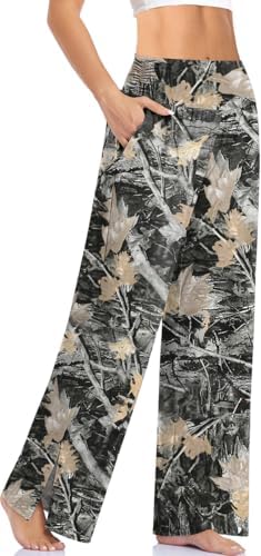 Wide Leg Flowy Yoga Pants — Maple Leaf Black