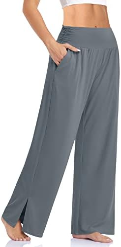 Wide Leg Flowy Yoga Pants — Mid Gray