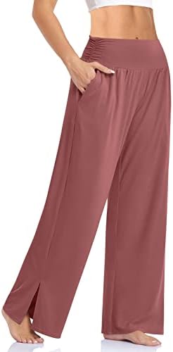 Wide Leg Flowy Yoga Pants — Rust Red