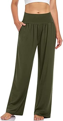 Wide Leg Lounge Pants with Pockets — Army Green