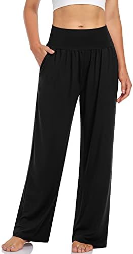 Wide Leg Lounge Pants with Pockets — Black