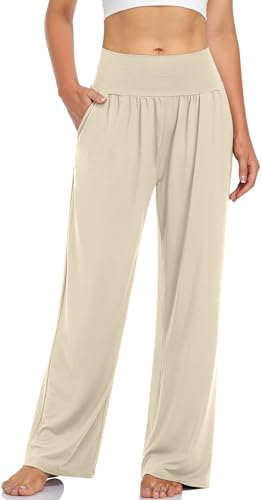 Wide Leg Lounge Pants with Pockets — Cream