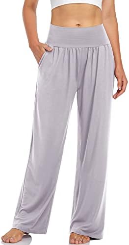 Wide Leg Lounge Pants with Pockets — Light Gray