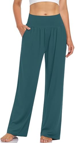 Wide Leg Lounge Pants with Pockets — Malachite Green